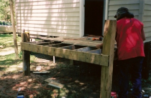 dad building new deck